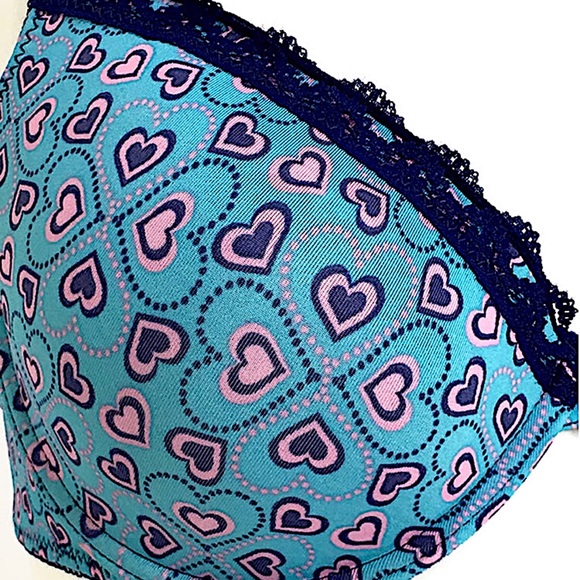 DOLLHOUSE Blue & Pink Heart Plunge Underwire Bra - Picture 3 of 3
